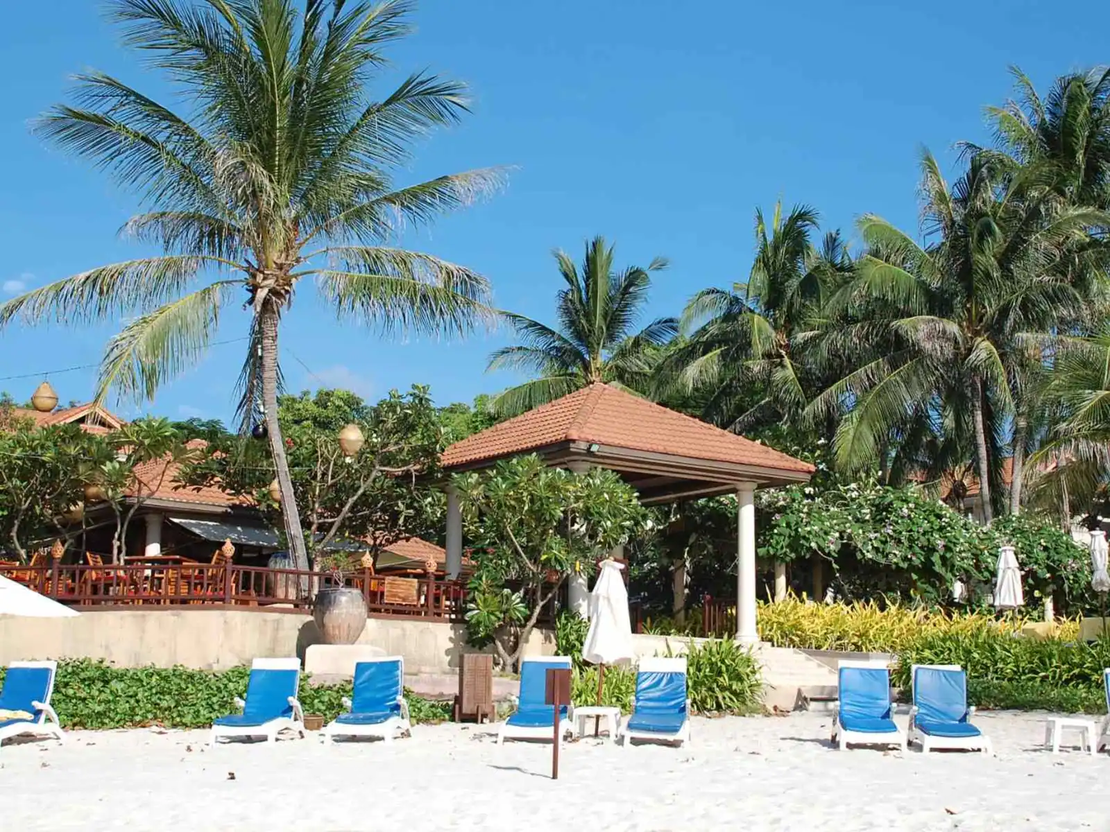 Palm-lined beach resort on Ko Samui, Thailand