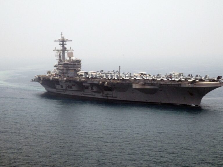 USS George H.W. Bush entering Khalifa Bin Salman Port in Bahrain