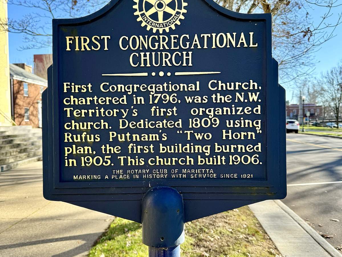 Historical Marker, First Congregational United Church of Christ, Front Street, Marietta, OH in Marietta, Ohio, United States