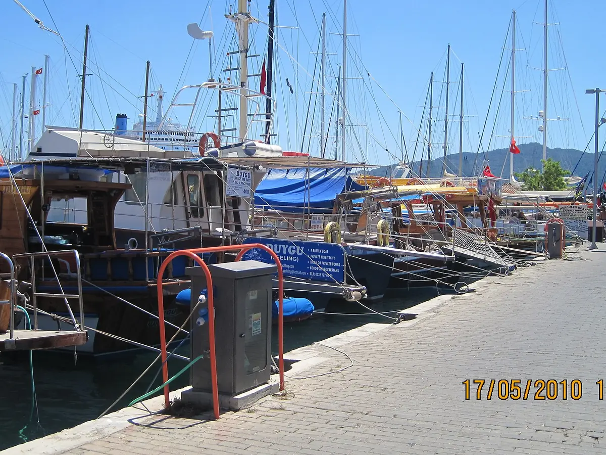 View of Marmaris cruise port and waterfront