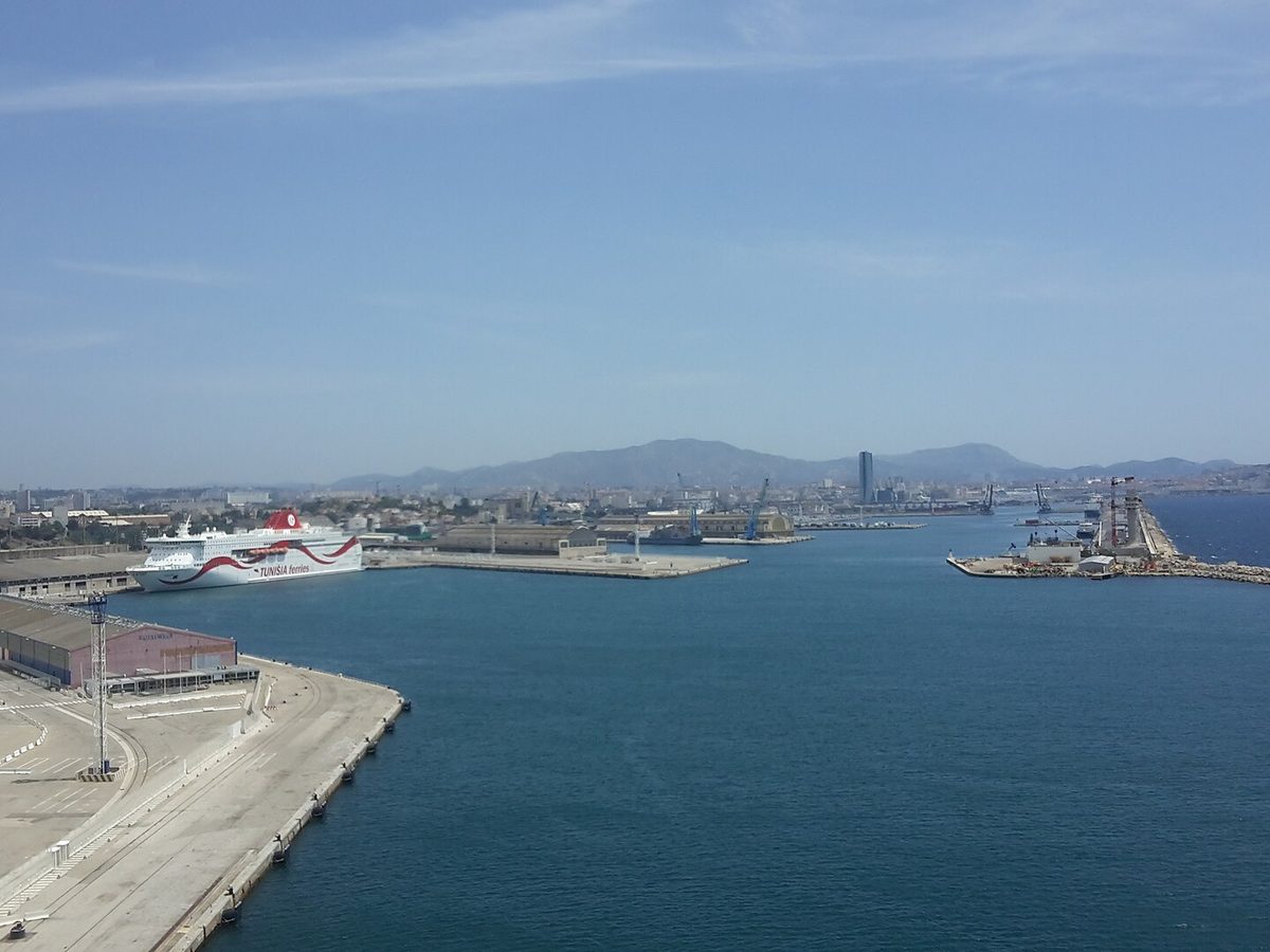Large cruise ship berthed at the cruise terminal in Marseille