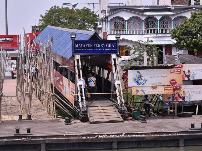 Mayapur Ferry Ghat landing and gangway on the Ganges in West Bengal