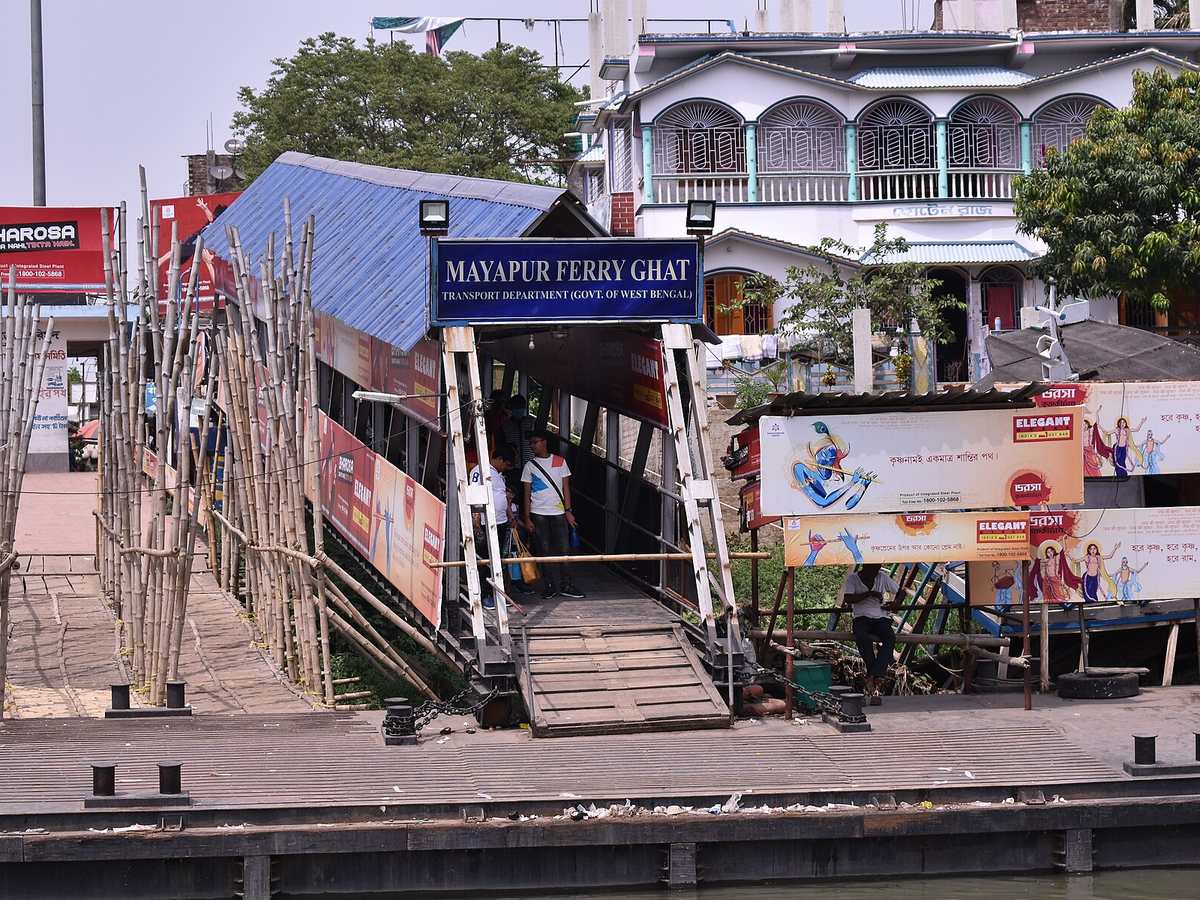 Mayapur Ferry Ghat landing and gangway on the Ganges in West Bengal