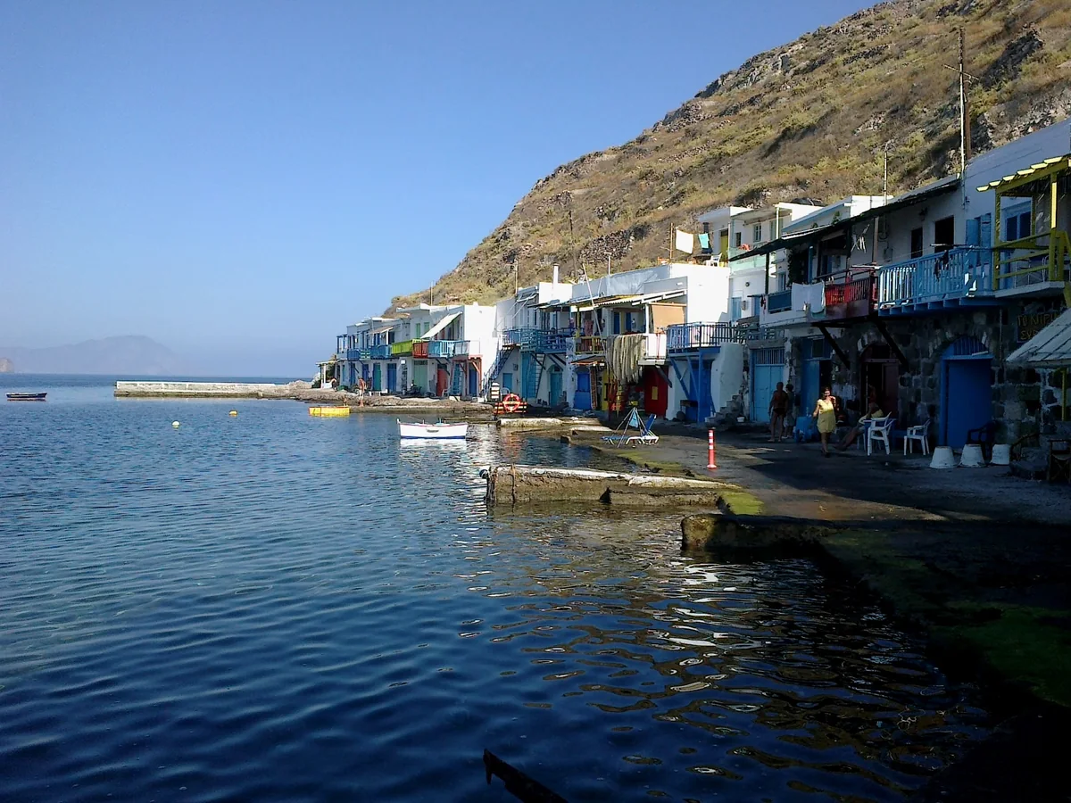 View of Milos cruise port and waterfront
