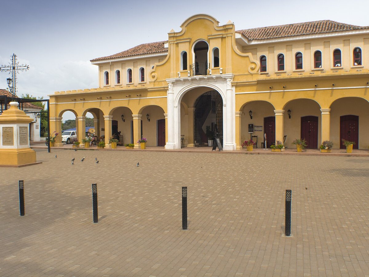 Restored historic market building and plaza in Mompox