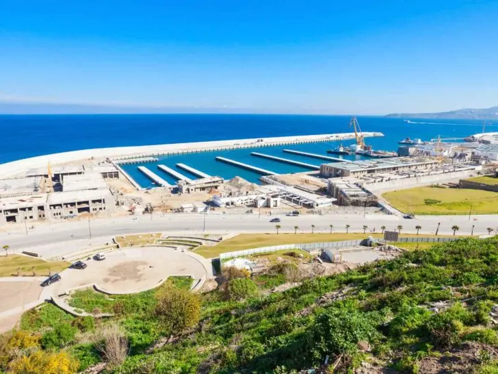 Tangier cruise harbor and waterfront in northern Morocco