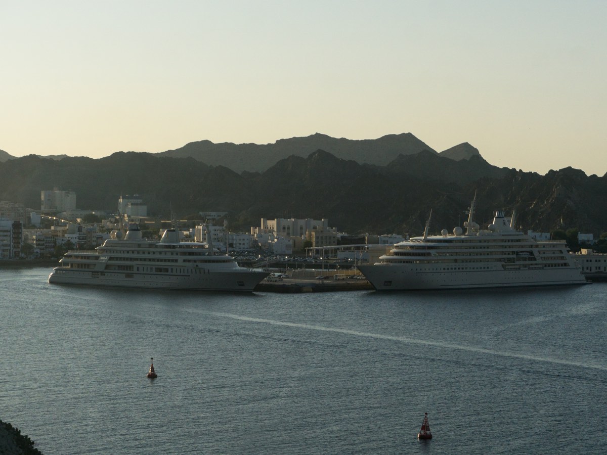 Two cruise ships berthed at the passenger terminal in Muttrah, Muscat