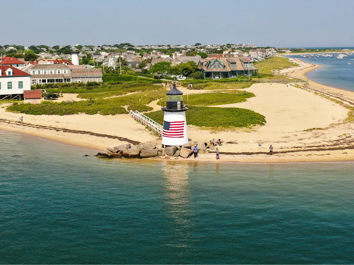 Brant Point Lighthouse marking the entrance to Nantucket Harbor