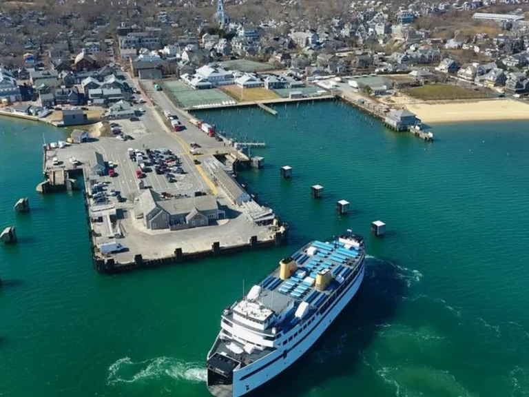 Passenger ferry approaching the terminal in Nantucket Harbor, Massachusetts