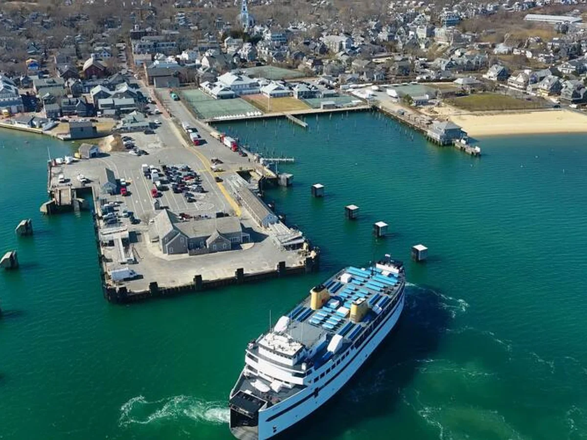 Passenger ferry approaching the terminal in Nantucket Harbor, Massachusetts