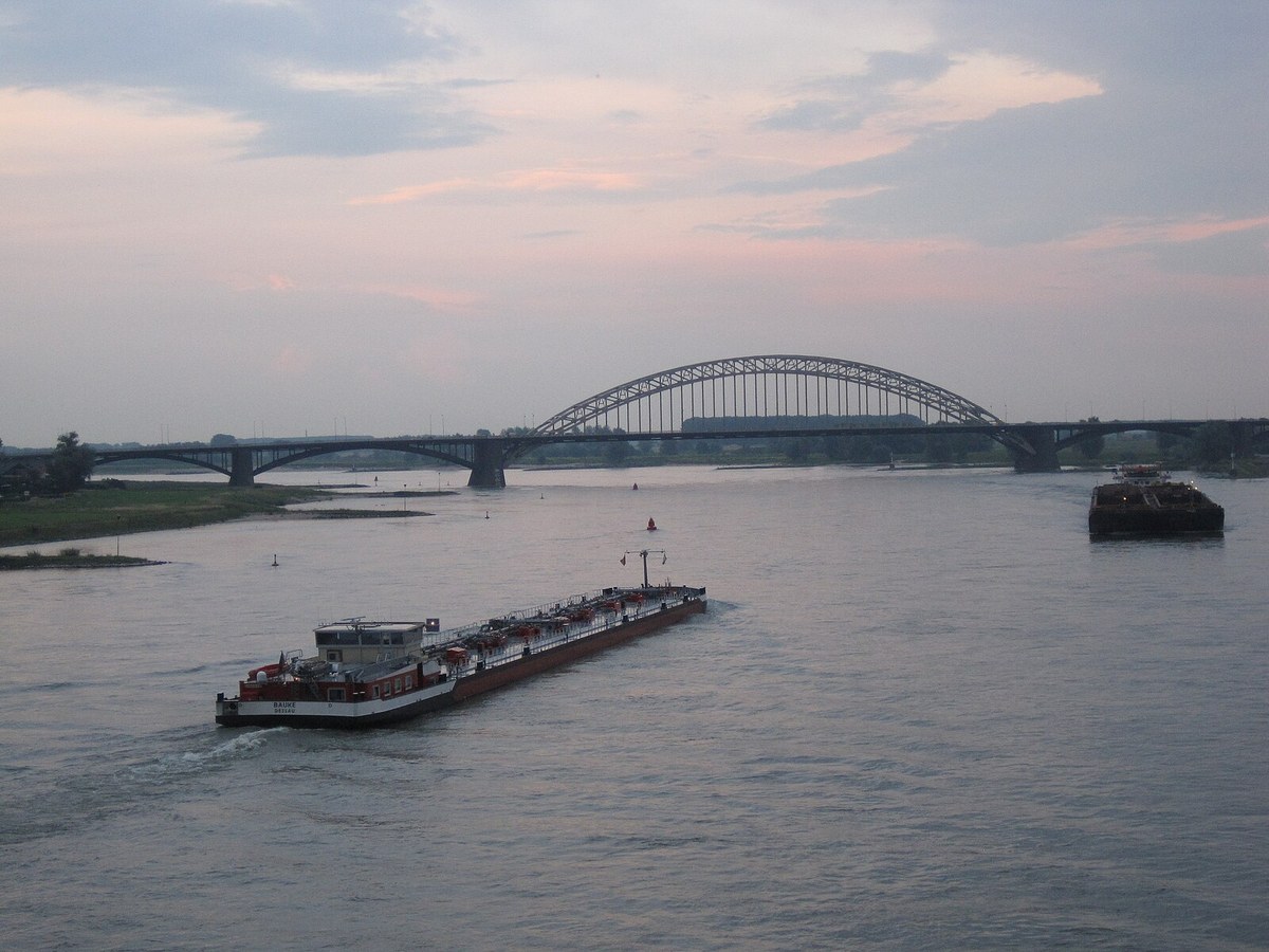 Riverfront and cruise port area at Nijmegen, Netherlands