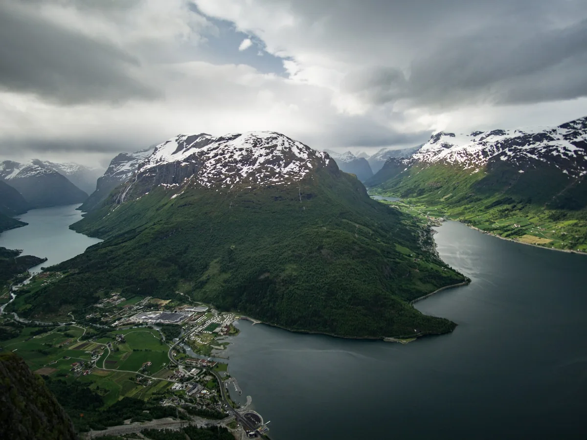 View of Olden cruise port and waterfront