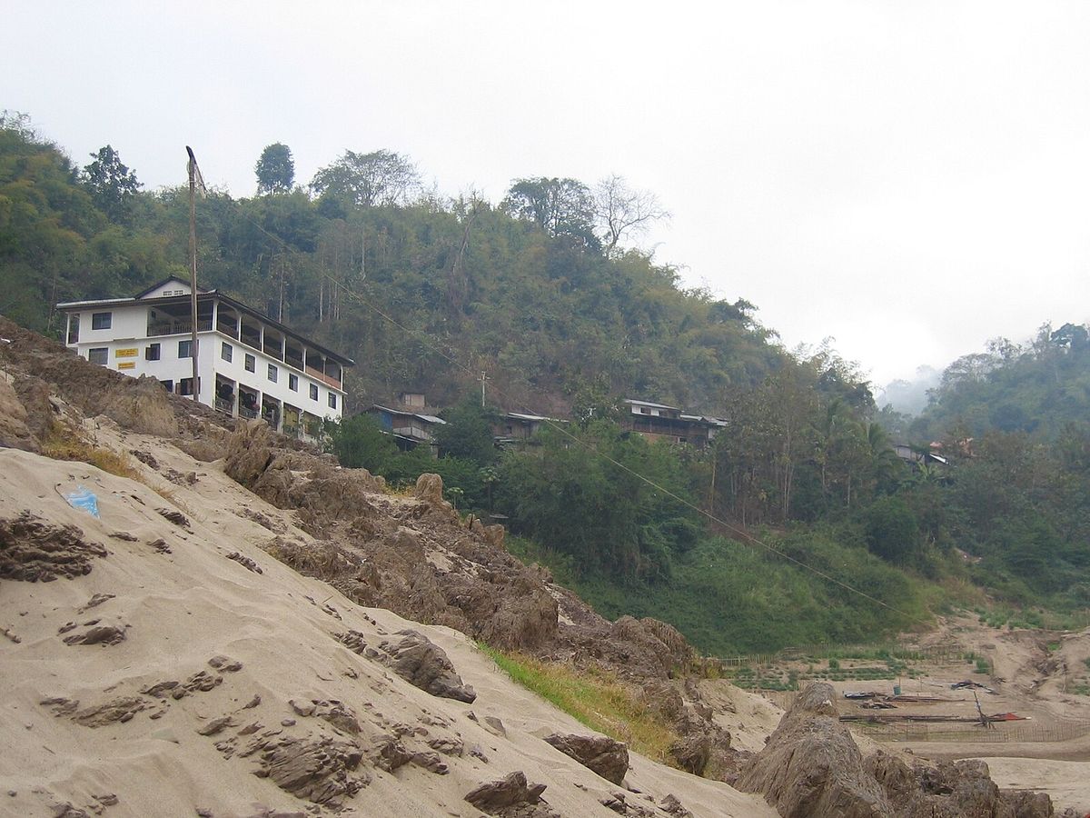 Pakbeng from Mekong River Northern Laos at Pak Beng, Laos