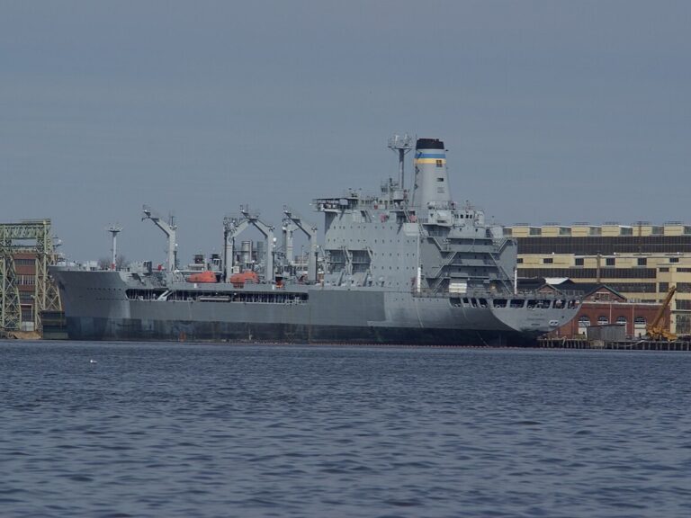 USNS Joshua Humphreys moored at the Philadelphia Navy Yard on the Delaware River