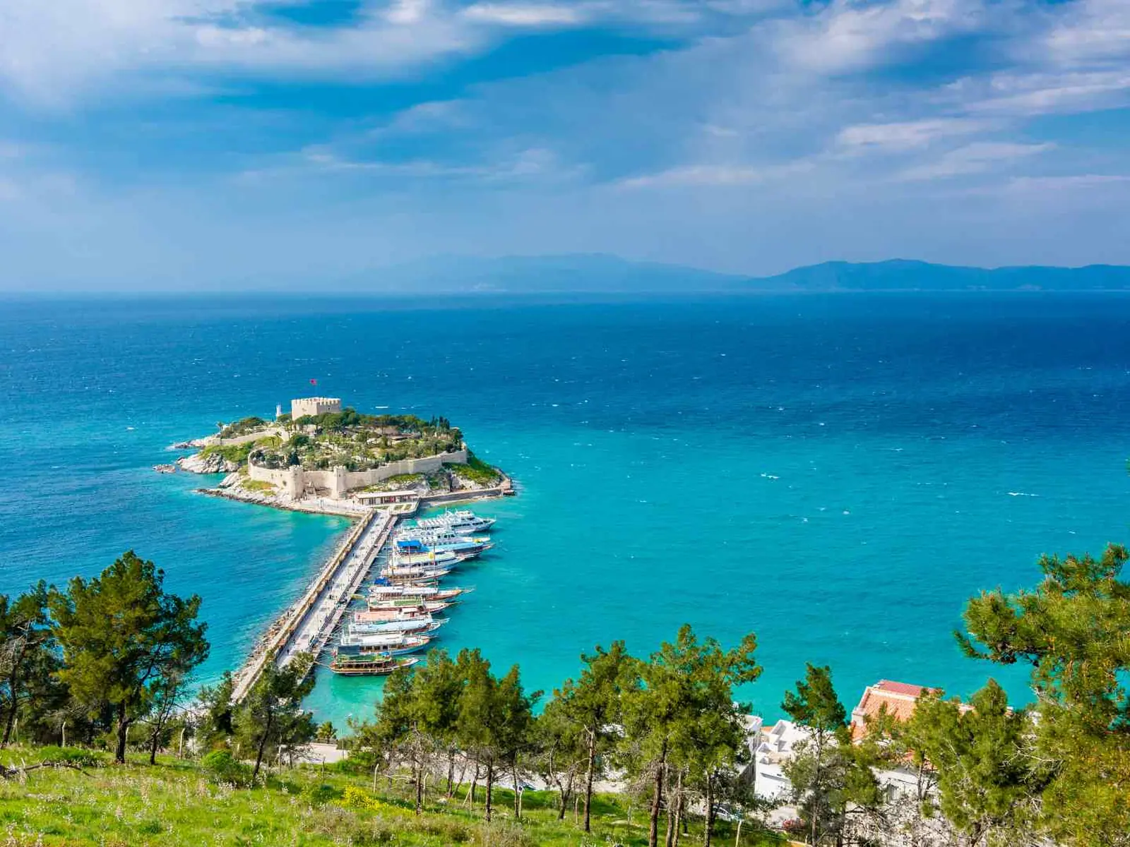 Pigeon Island and causeway off the Kusadasi coast