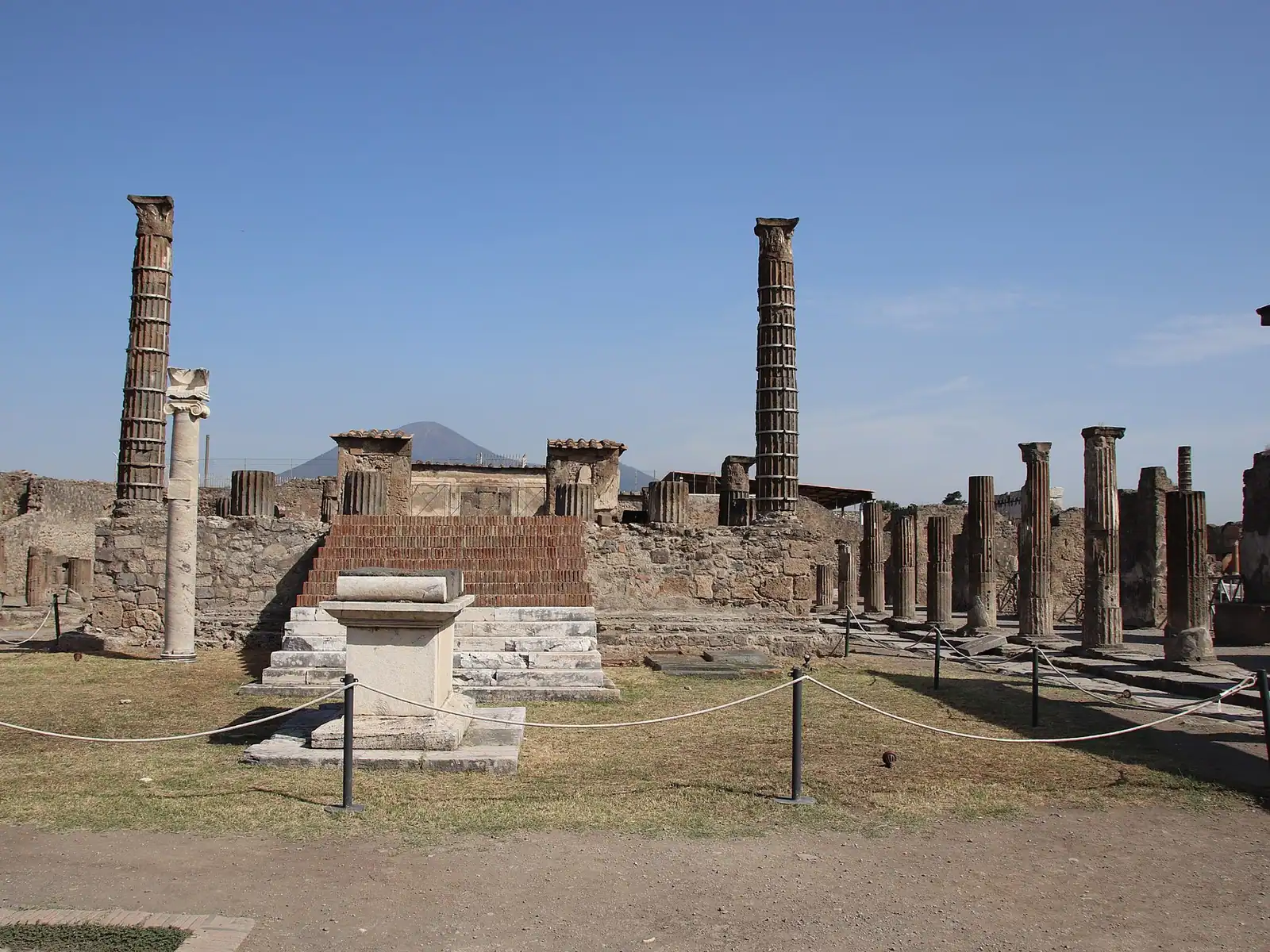 Temple of Apollo and Mount Vesuvius at Pompeii