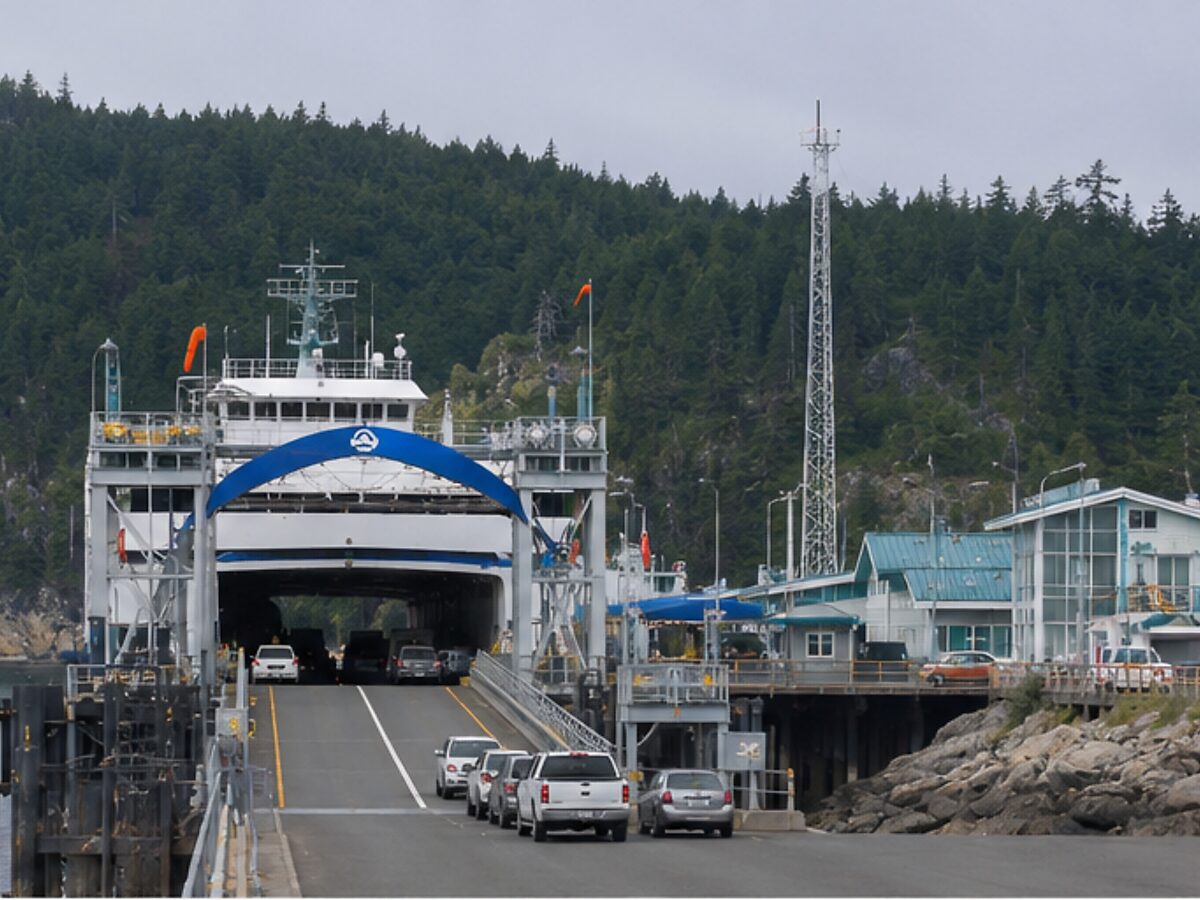 Vehicle ferry loading at the Port Hardy terminal on Vancouver Island