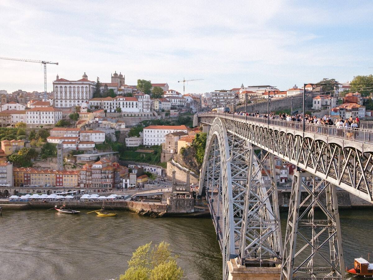 Dom Luis I Bridge spanning the Douro River in Porto, Portugal