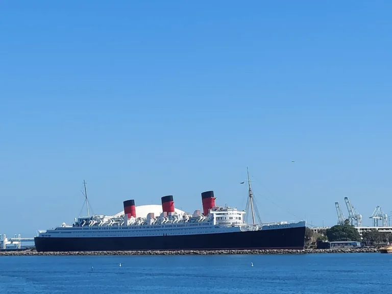 Queen Mary docked beside the Long Beach cruise terminal