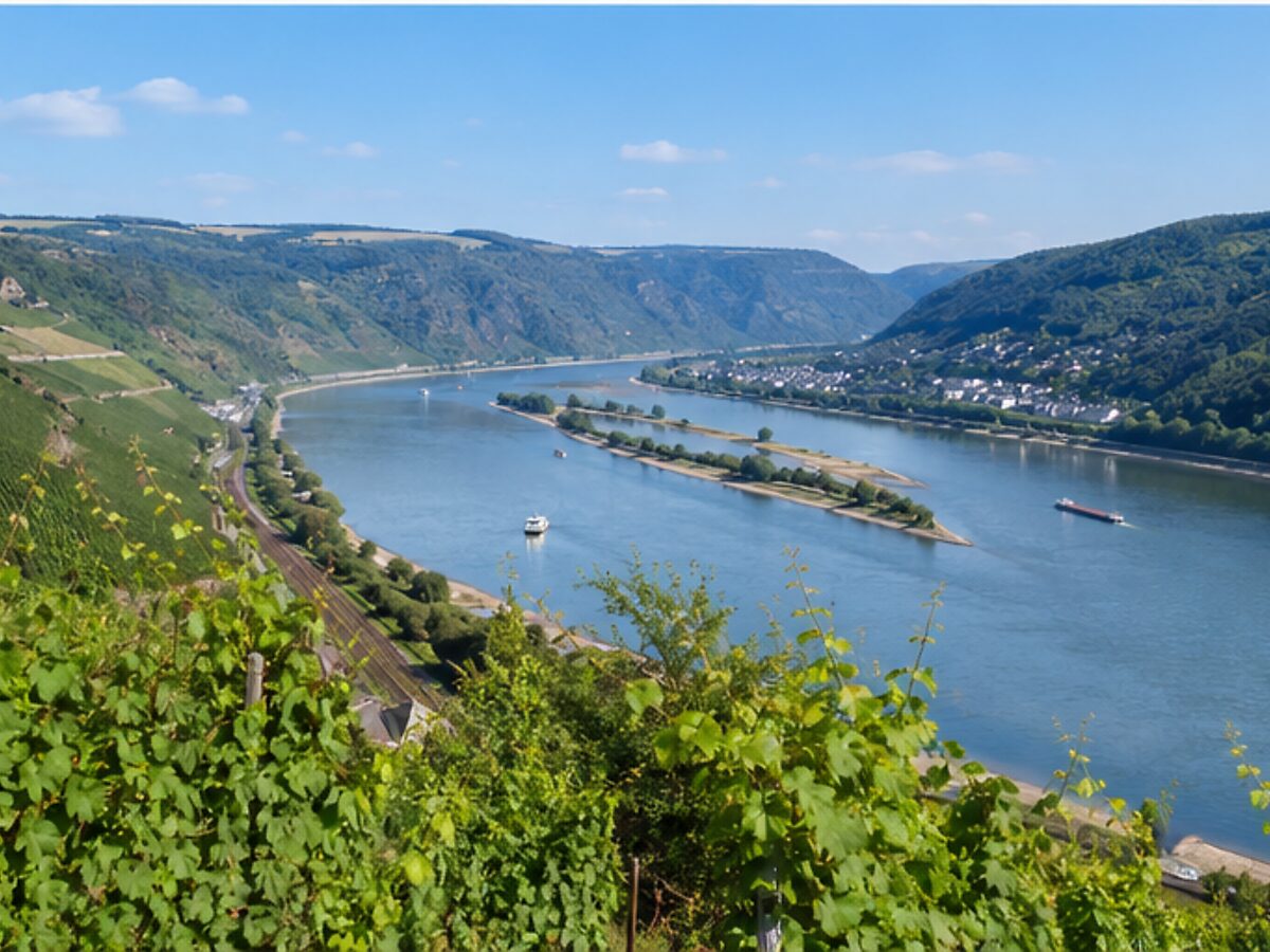 Vineyards along the Rhine in a Rhineland-Palatinate wine region