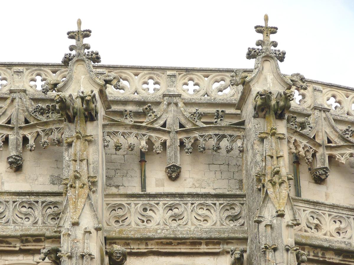 Gothic stonework on Viviers Cathedral in Ardeche