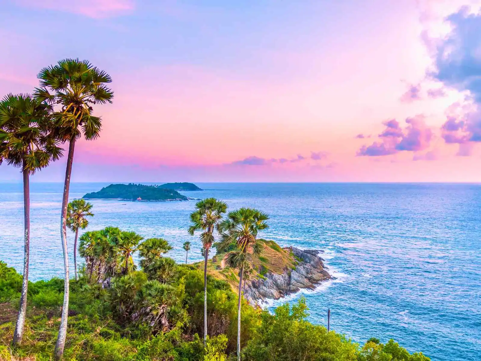 Sunset viewpoint over Phuket's tropical coastline