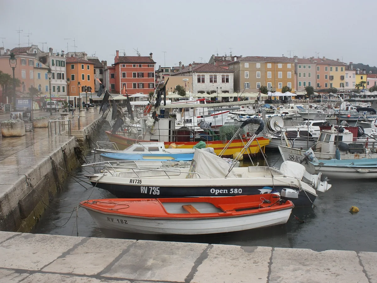 View of Rovinj cruise port and waterfront
