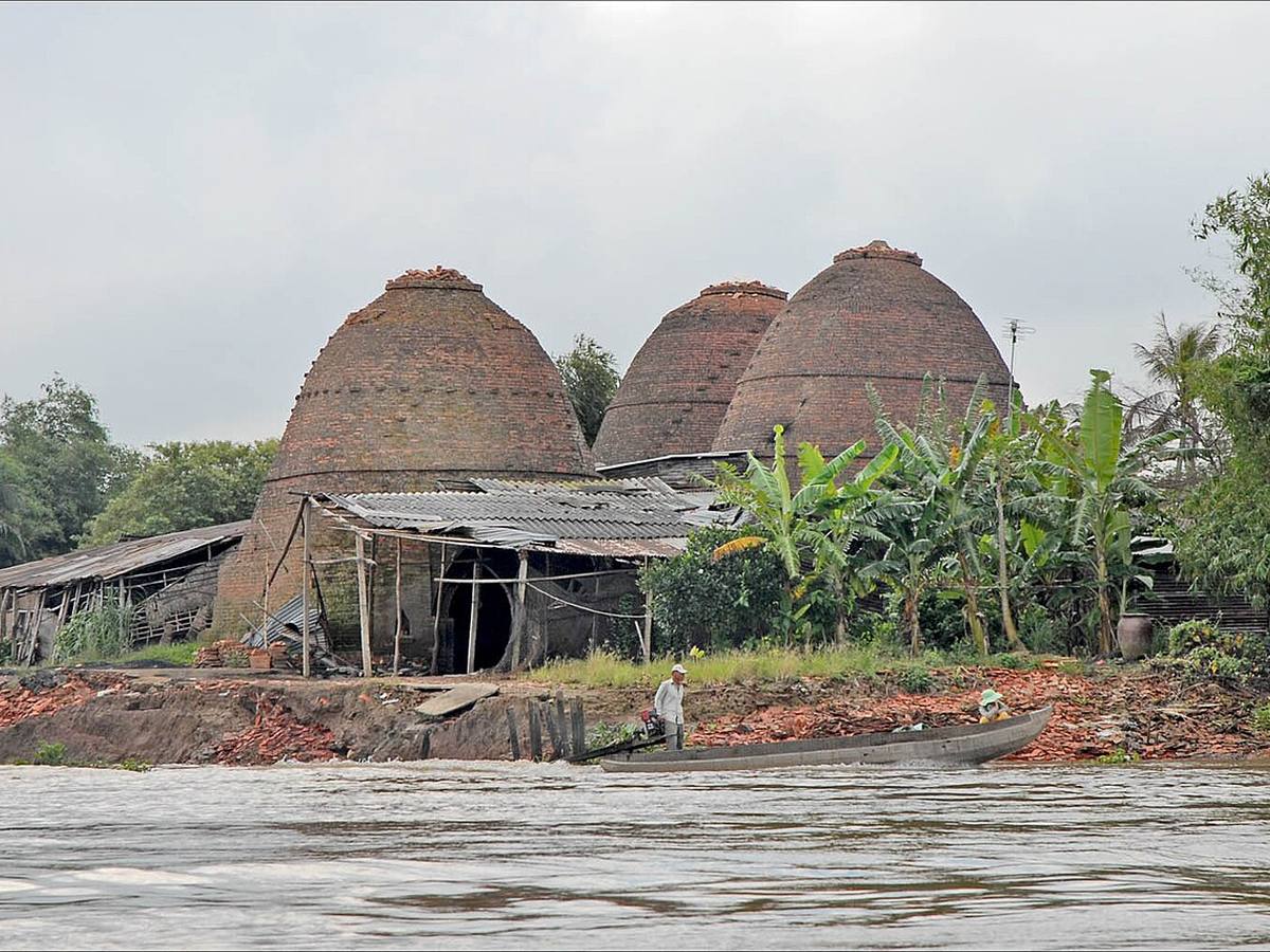 Traditional brick kilns beside the Mekong near Sa Đéc