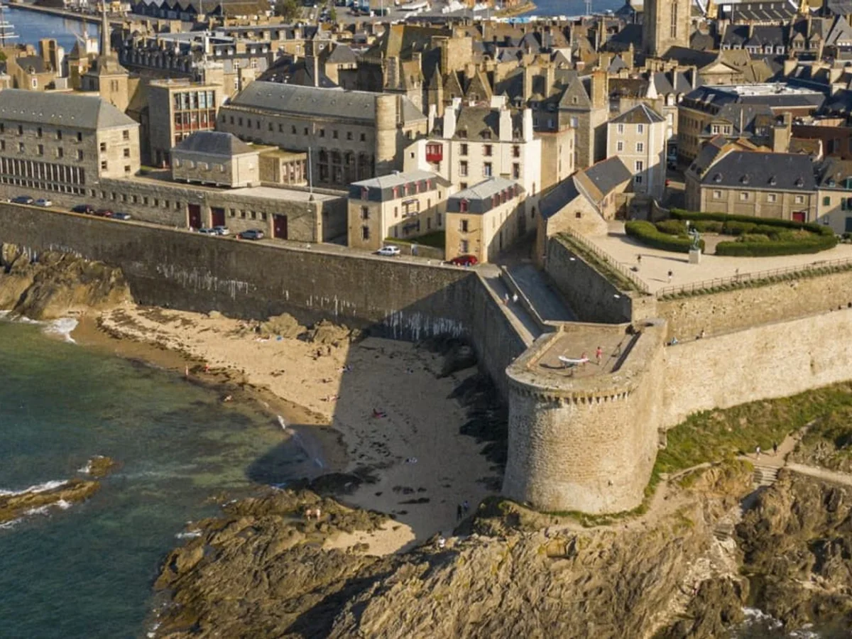 Stone ramparts of Saint-Malo rising above the Brittany coast
