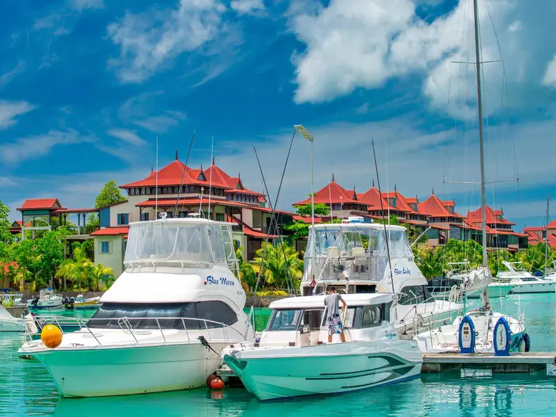 Cruise ship at Victoria cruise port, Seychelles