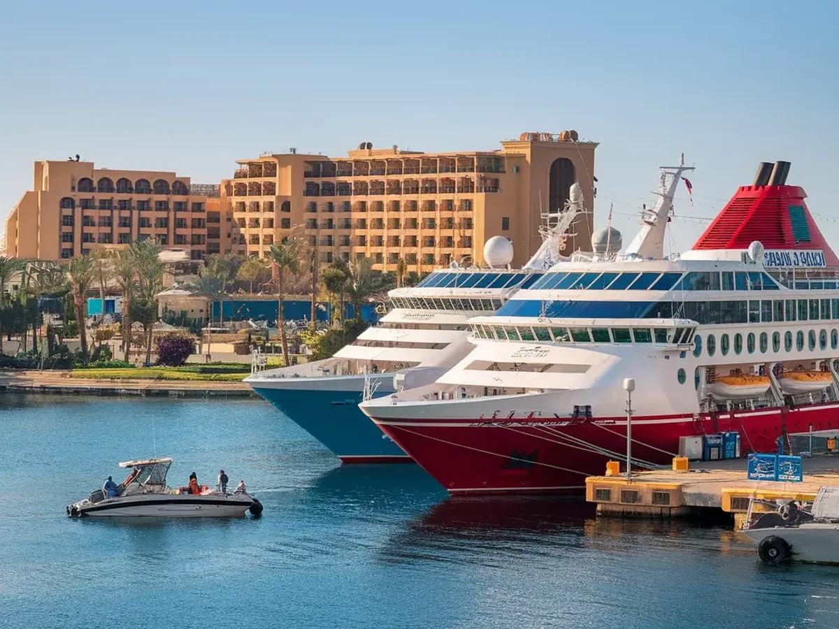 Passenger ships moored at the Sharm el-Sheikh cruise port