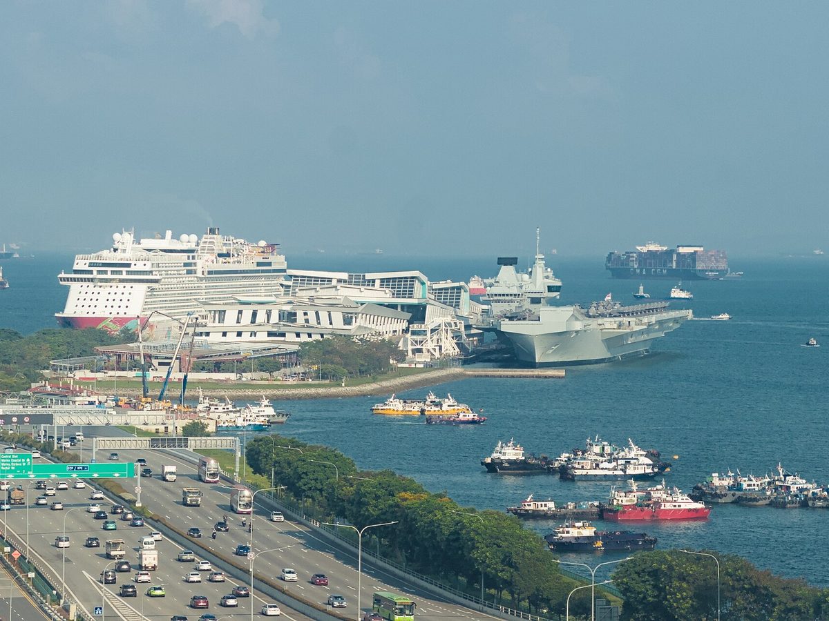 HMS Prince of Wales (R09) berthed at Marina Bay Cruise Centre, Singapore 270625