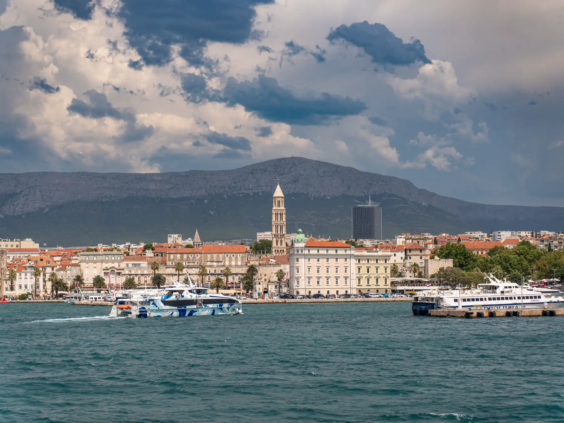Panoramic view of Split from the blue Adriatic Sea