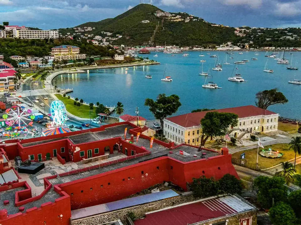 Fort Christian overlooking Charlotte Amalie Harbor on St. Thomas