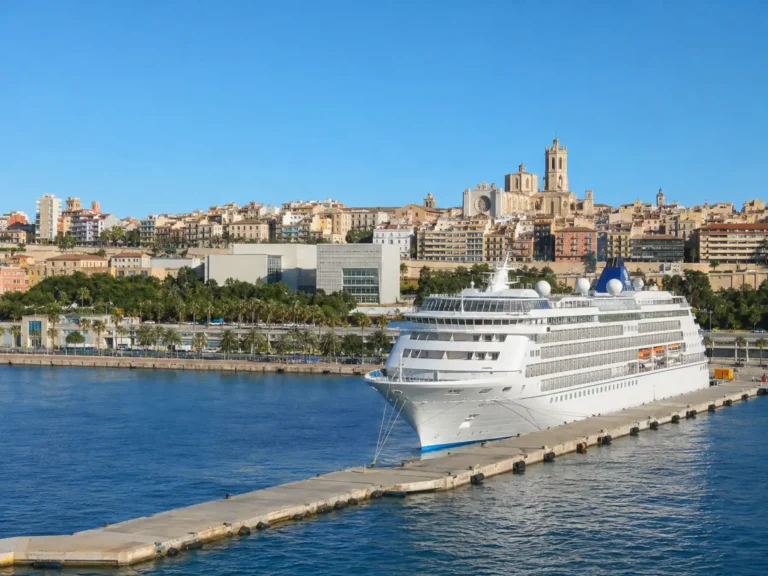 Cruise ship docked at Tarragona's Mediterranean cruise terminal.