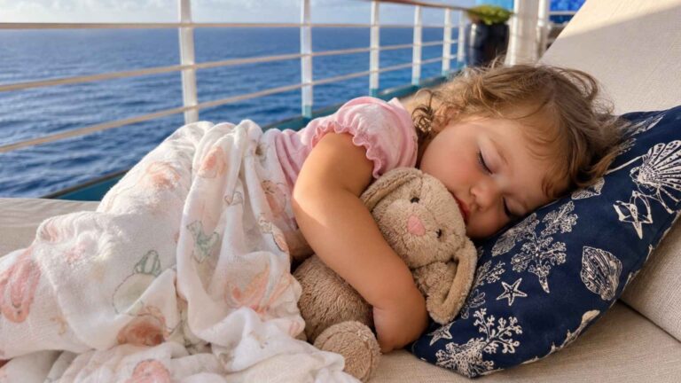 toddler napping on a cruise