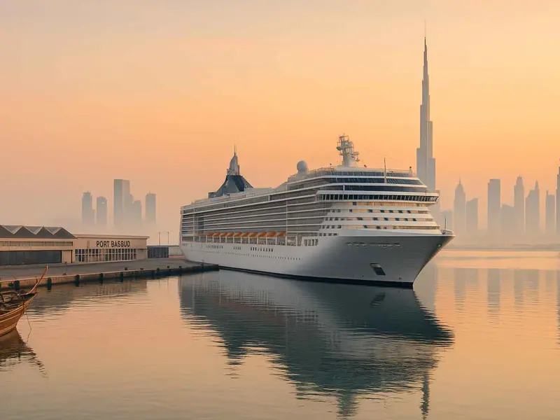 Cruise ship at Dubai cruise port, United Arab Emirates