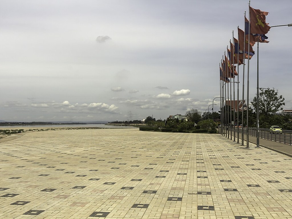 Mekong Riverfront promenade in Vientiane, Laos