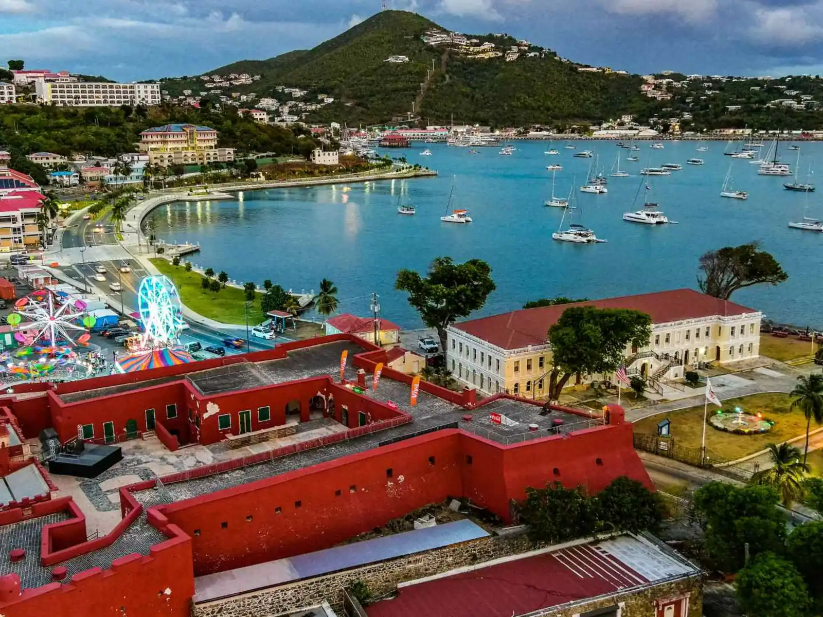 Charlotte Amalie harbor and Fort Christian in Saint Thomas