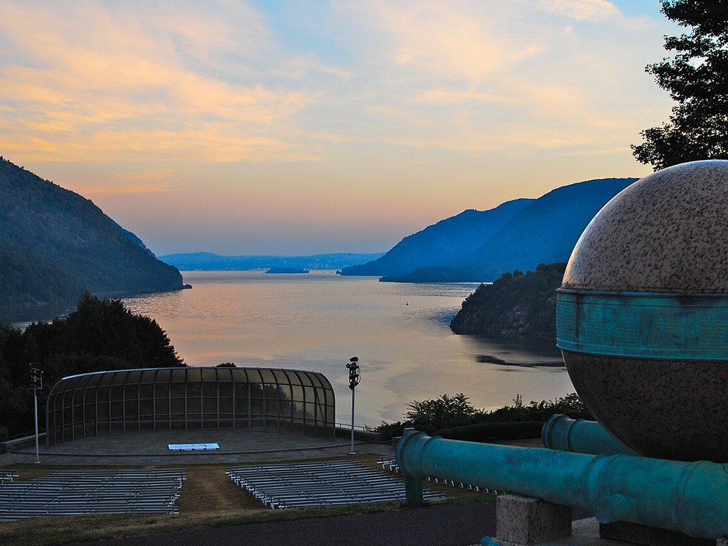 Hudson River at dawn from Trophy Point in West Point, New York