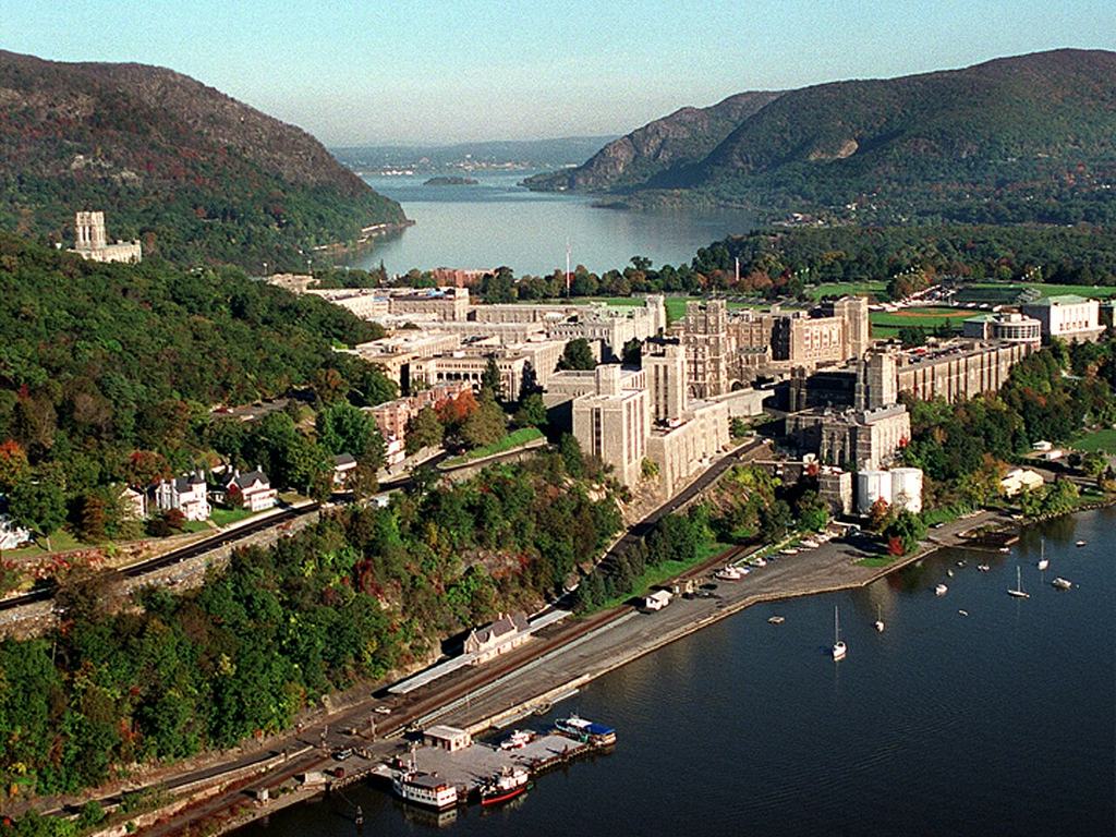 United States Military Academy and Hudson River at West Point from the air