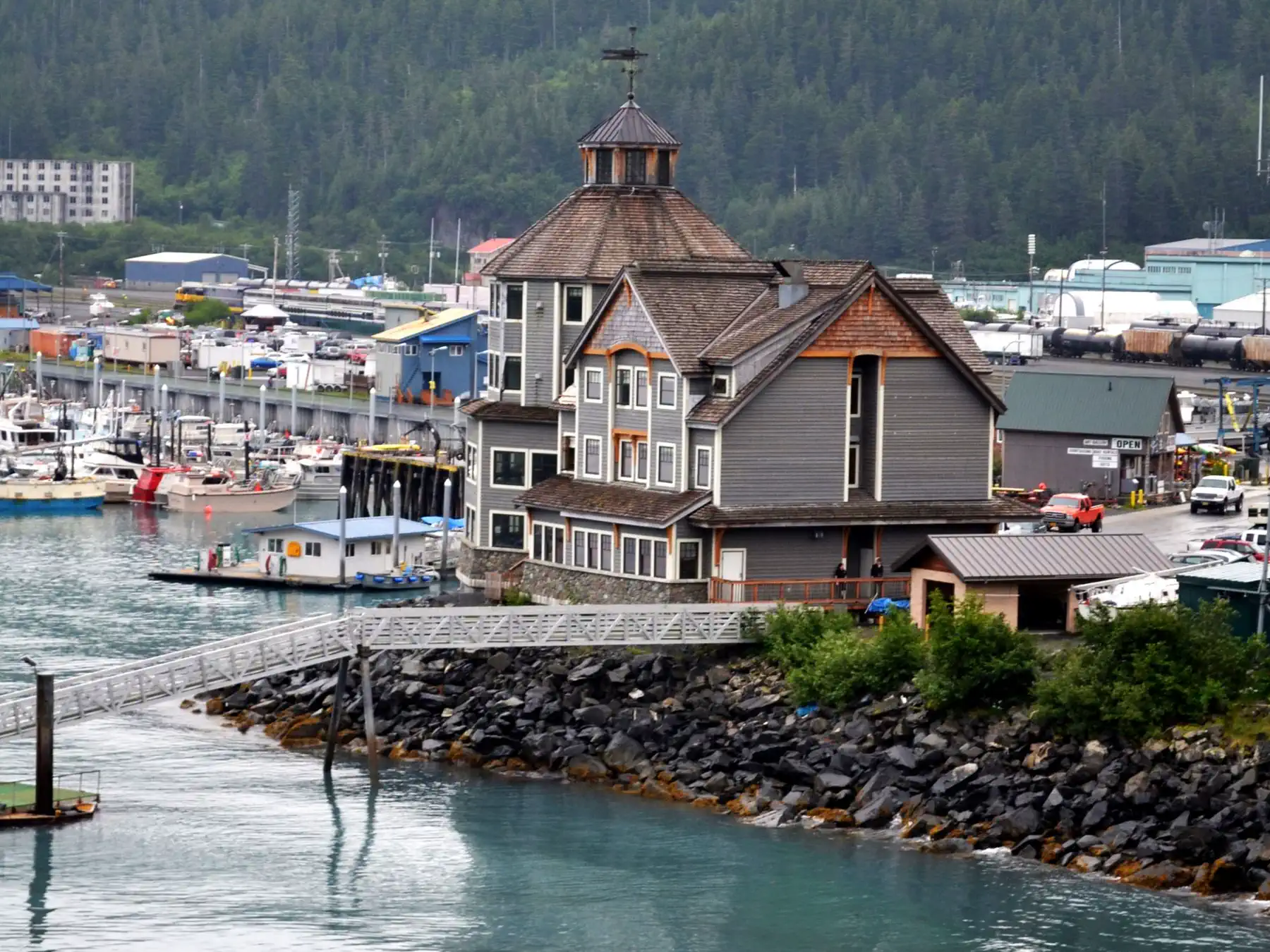 The Inn at Whittier beside the waterfront in Whittier, Alaska