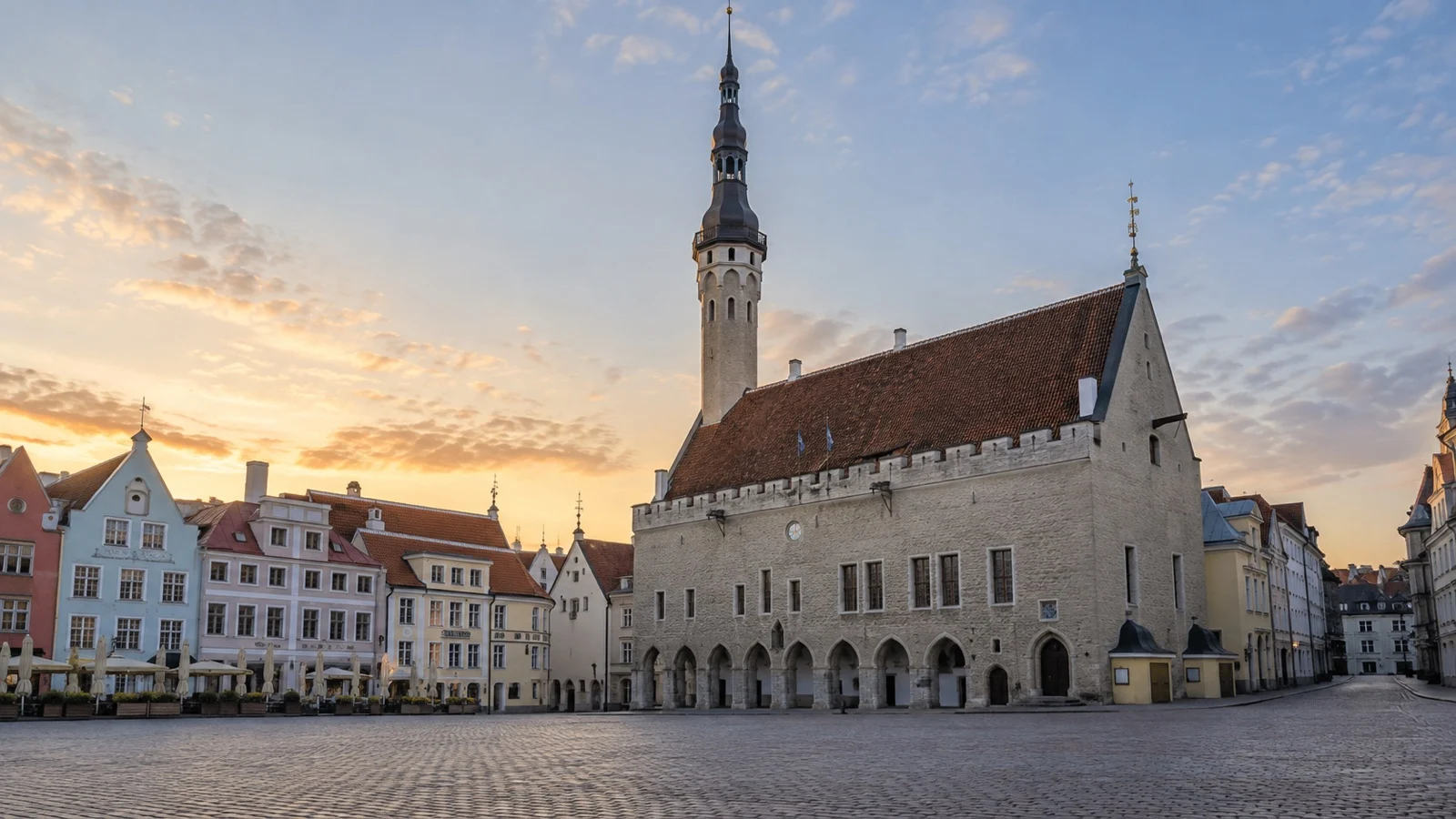 Tallinn Town Hall Square before visitors arrive.