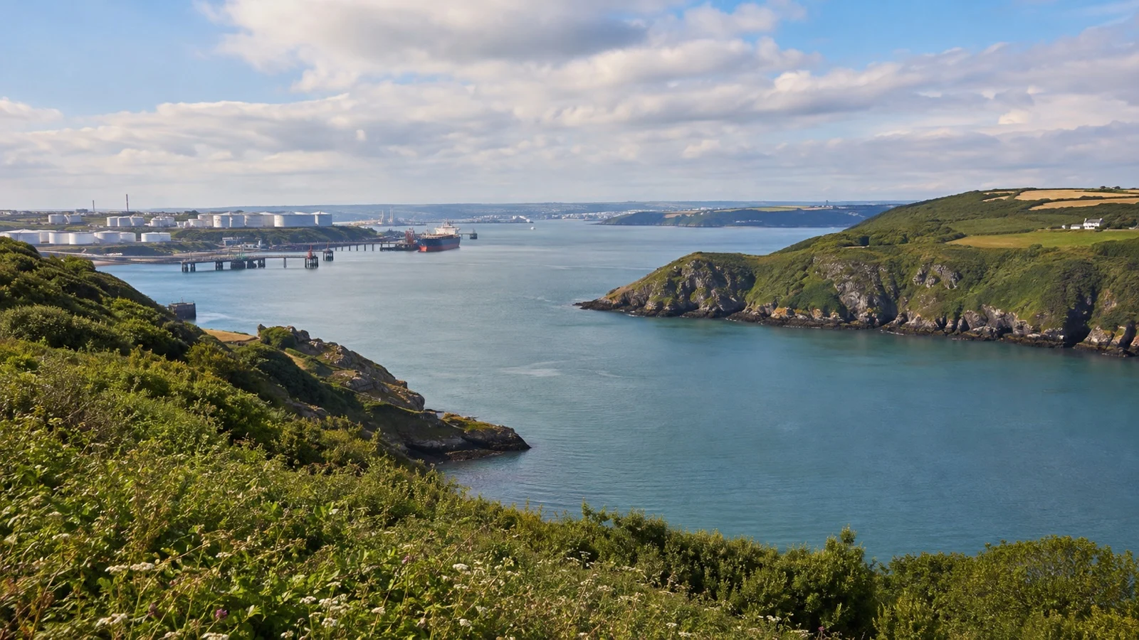 Milford Haven waterway and Pembrokeshire coastline.