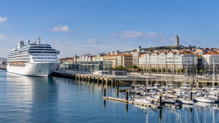 Cruise ship at A Coruña's central Transatlantic Quay