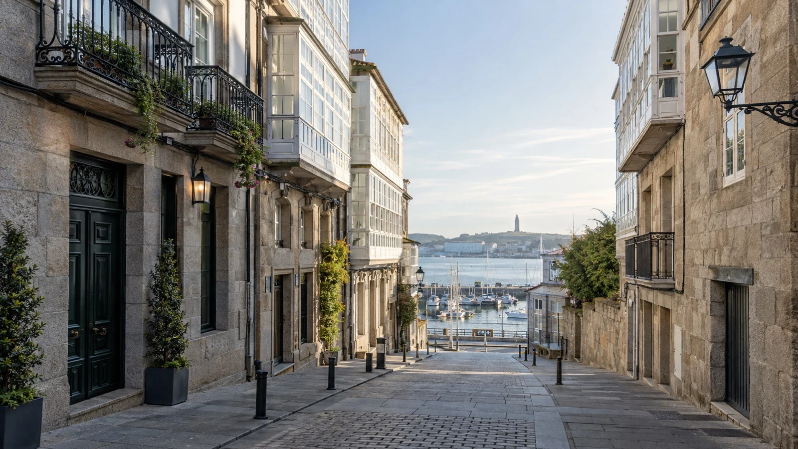 Affordable hotel streets near A Coruña cruise port