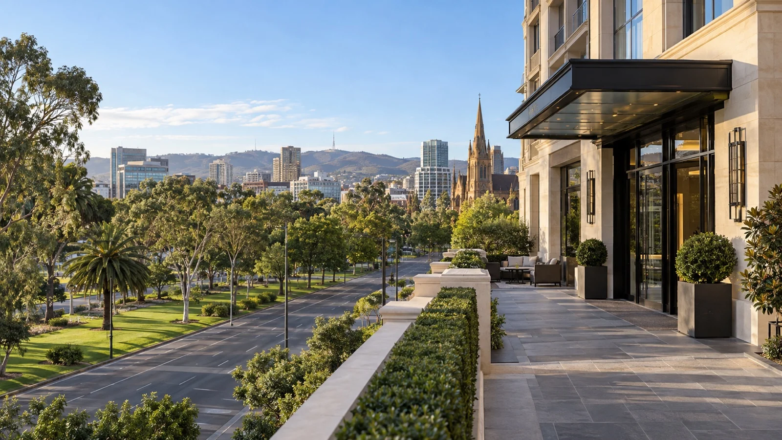 Upscale hotel building in Adelaide city center