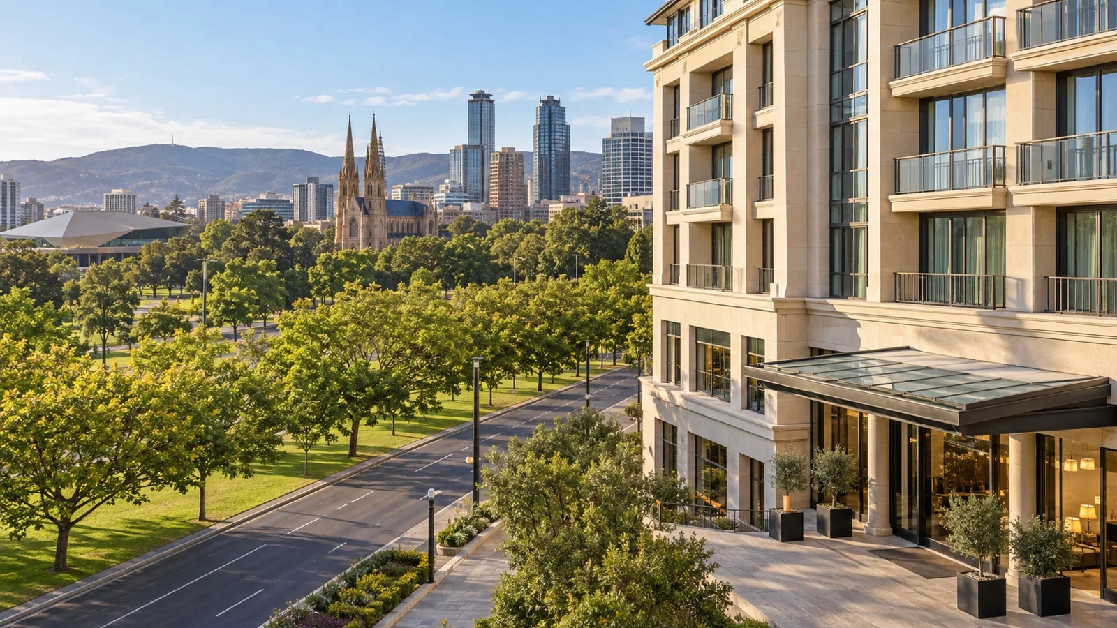 Contemporary hotel near central Adelaide and leafy city streets