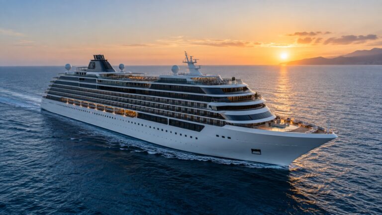 Contemporary adults-only style cruise ship at sea