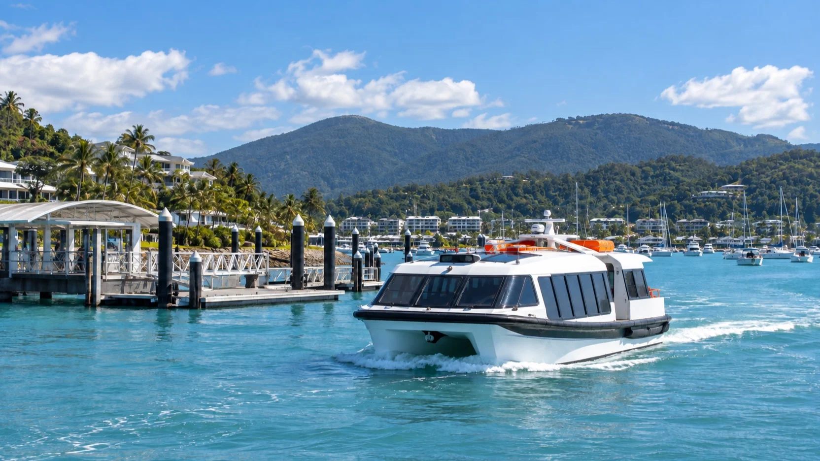 Tender approaching Airlie Beach marina